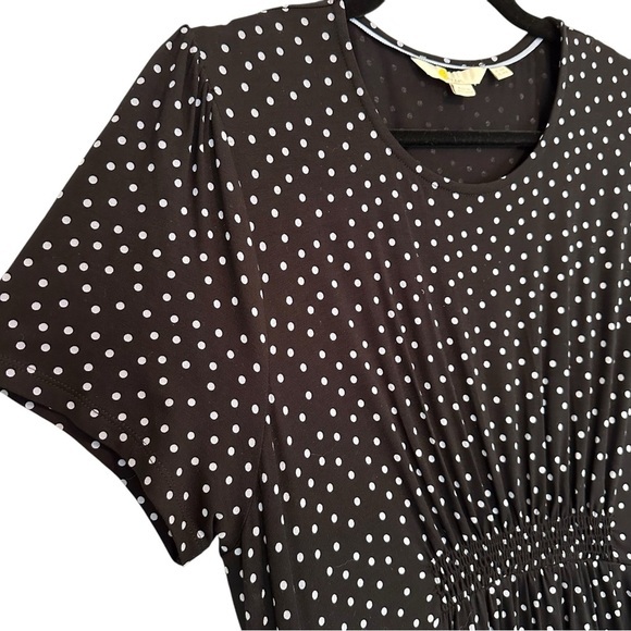Boden Amelie‎ Black Pink Polka Dot Jersey Knit Fit Flare Dress Pockets Size 14 - Picture 9 of 13